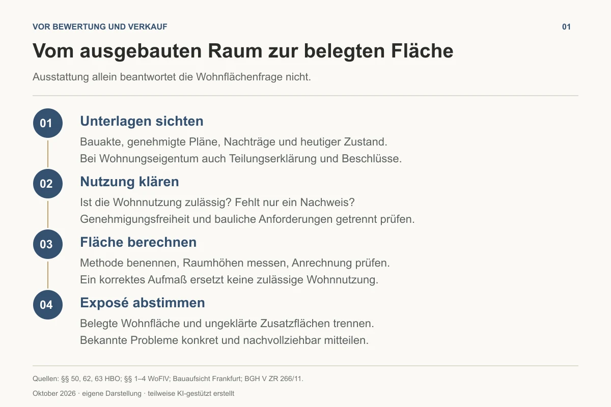 Vier Prüfungen vor der Wohnflächenangabe: Unterlagen, zulässige Nutzung, Flächenberechnung und Exposé - Immobilienmakler Frankfurt - Marc Härter Immobilien