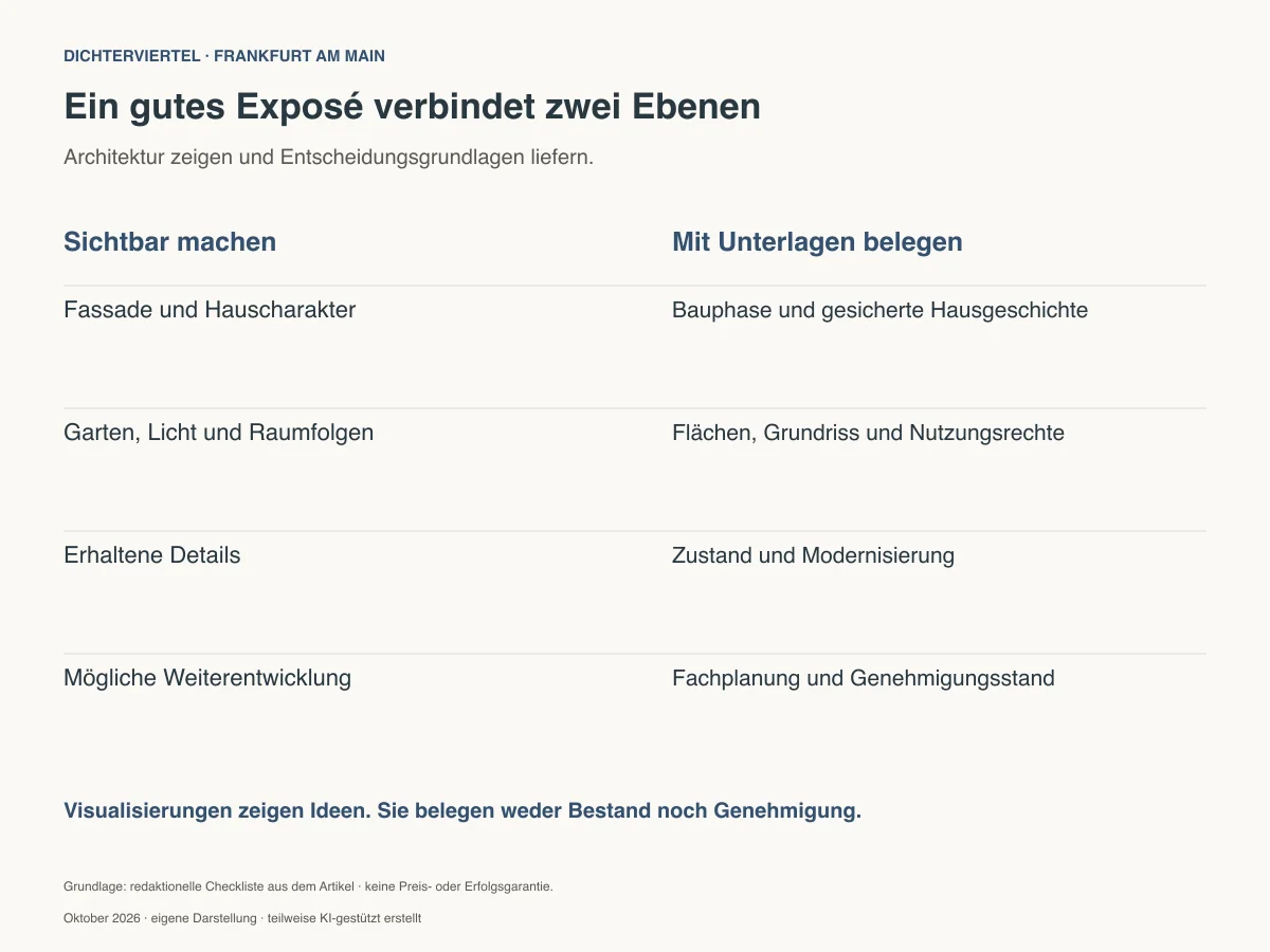 Checkliste für den Immobilienverkauf im Dichterviertel: Architektur zeigen und mit Unterlagen belegen - Immobilienmakler Frankfurt - Marc Härter Immobilien