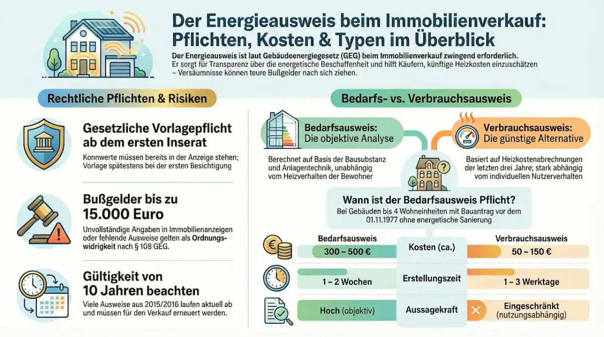 Energieausweis beim Immobilienverkauf: Pflichten, Kosten und der richtige Ausweis für Ihre Immobilie