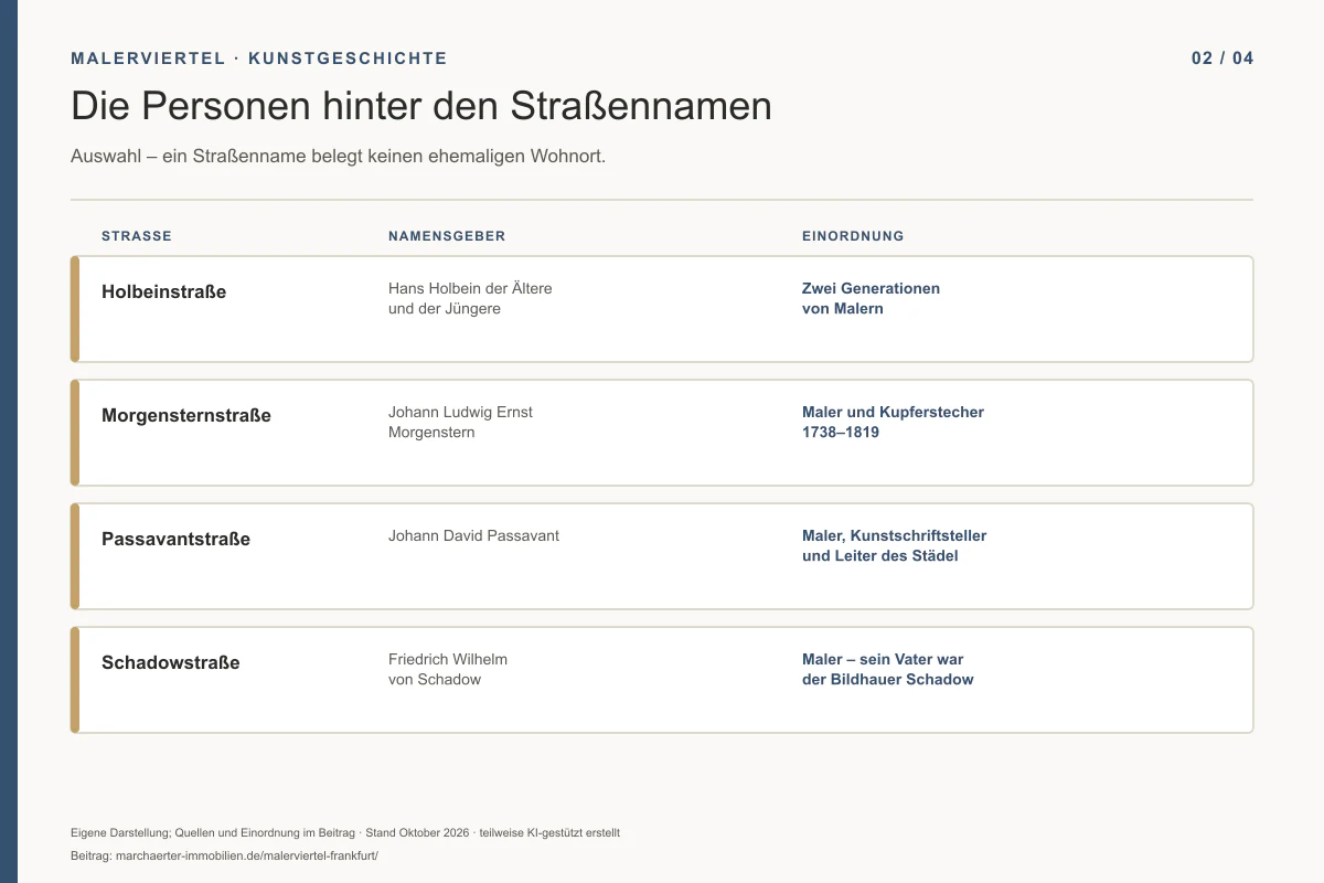 Ausgewählte Straßennamen und ihre künstlerischen Namensgeber im Malerviertel - Immobilienmakler Frankfurt - Marc Härter Immobilien