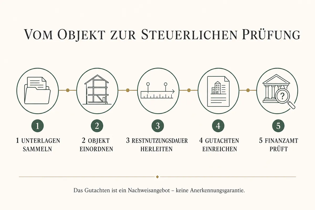Restnutzungsdauergutachten in Frankfurt: Voraussetzungen, Nachweise und steuerliche Wirkung