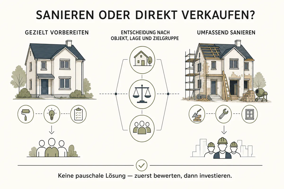Sanierungsbedürftige Immobilien verkaufen: Preisabschläge, Käufer & Rechtspflichten im Überblick