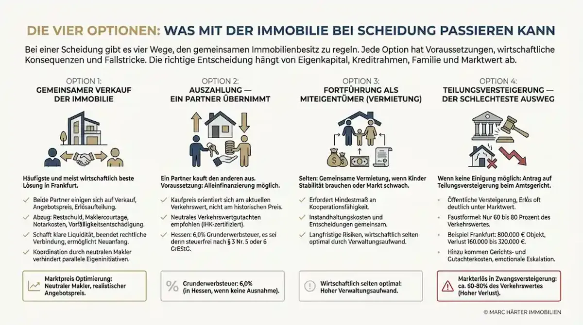 Immobilie bei Scheidung verkaufen in Frankfurt: Zugewinnausgleich, Spekulationssteuer und der richtige Verkaufsprozess