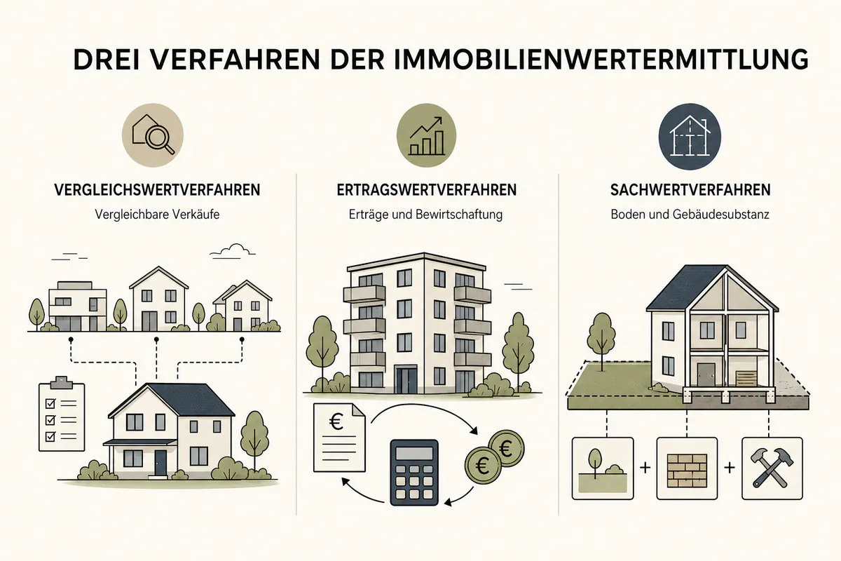Verkehrswert ermitteln: Die 3 Wertermittlungsverfahren nach ImmoWertV im Überblick