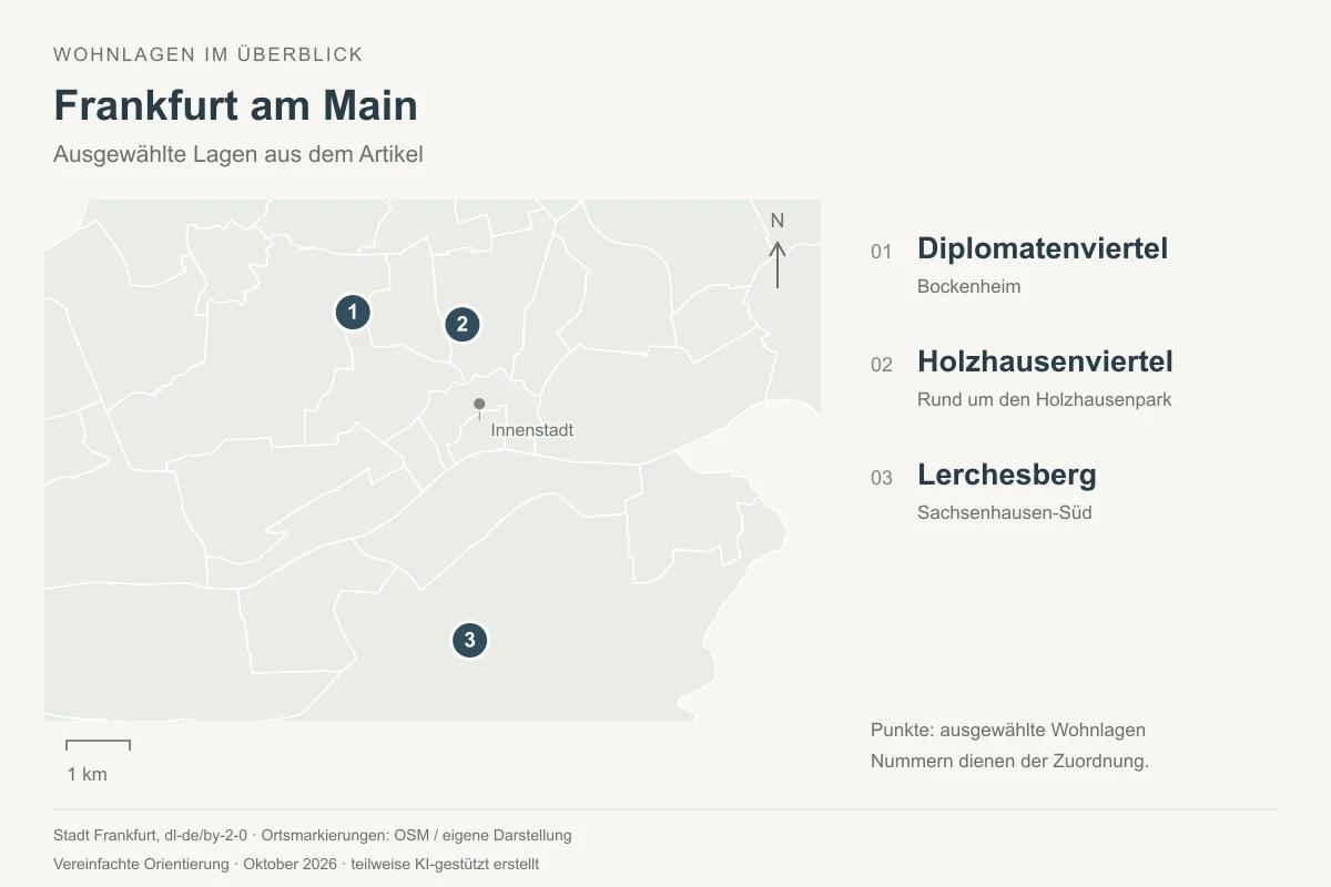 Orientierungskarte Frankfurt am Main: Diplomatenviertel, Holzhausenviertel, Lerchesberg - Immobilienmakler Frankfurt - Marc Härter Immobilien