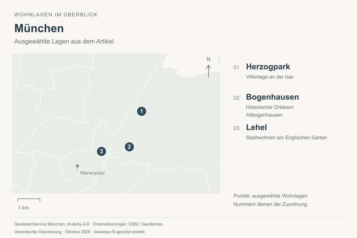 Orientierungskarte München: Herzogpark, Bogenhausen, Lehel - Immobilienmakler Frankfurt - Marc Härter Immobilien