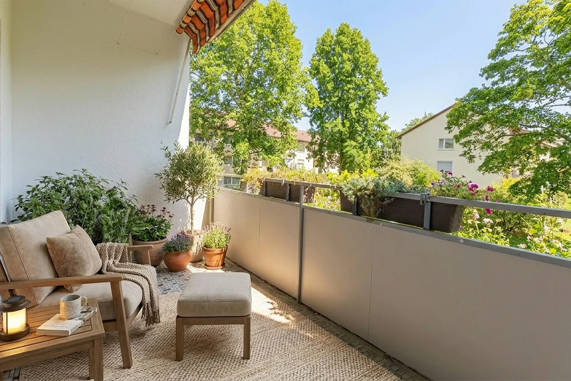 Drei Zimmer mit Südwest-Loggia ins Grüne