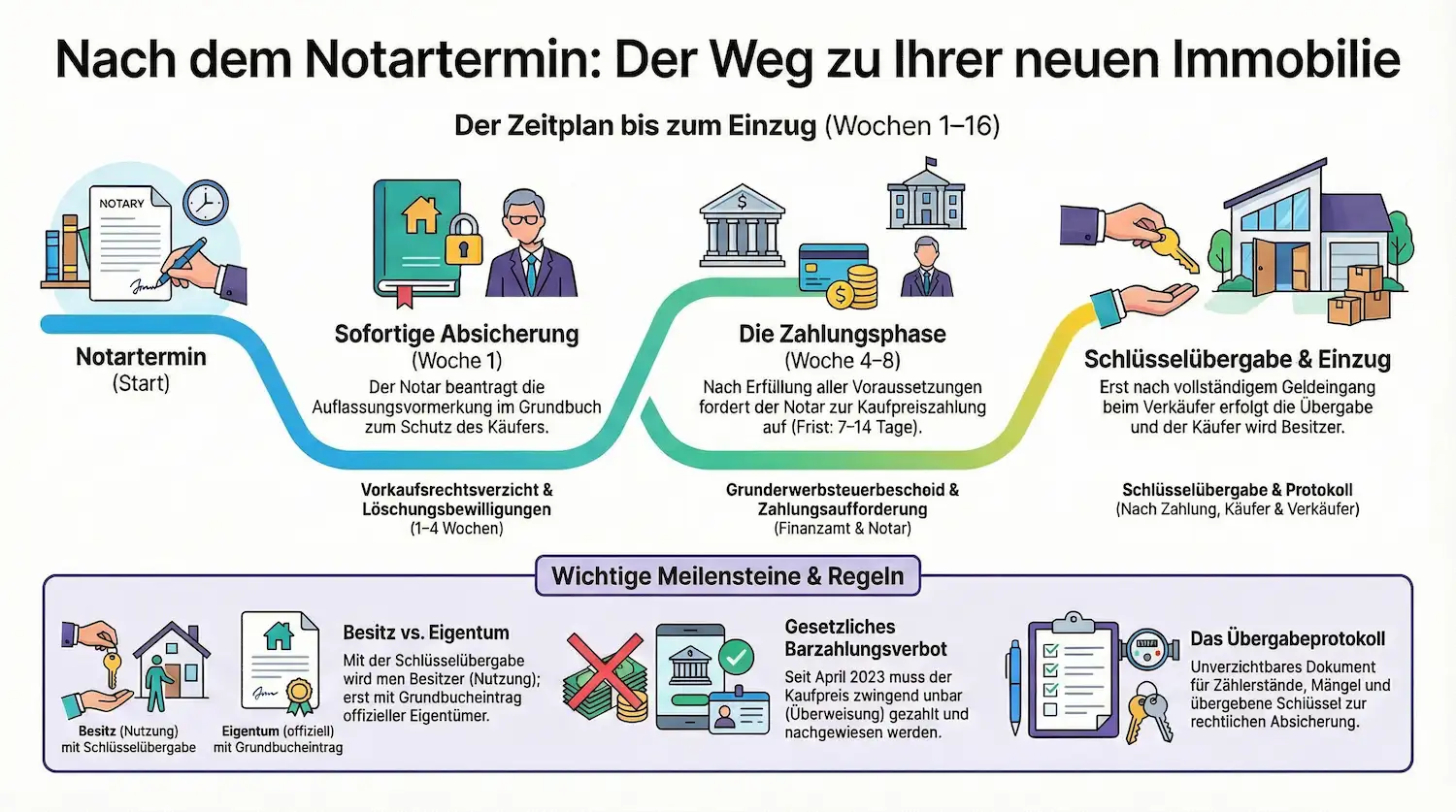 Nach der Unterschrift beim Notar: Was jetzt passiert und wann Sie einziehen dürfen Nach dem Notartermin - wann können die Käufer ins Haus - Marc Härter Immobilien Frankfurt