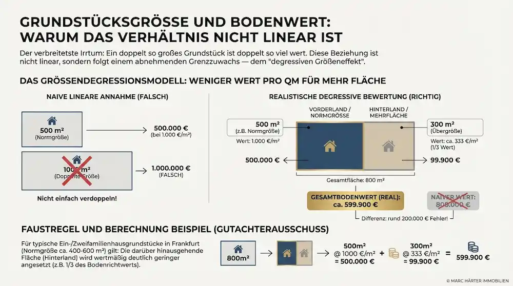 Bodenrichtwert erklärt: Warum der Richtwert nicht 1:1 auf Ihr Grundstück anwendbar ist Bodenrichtwert und Grundstücksgröße Wertermittlung - Marc Härter Immobilien Frankfurt