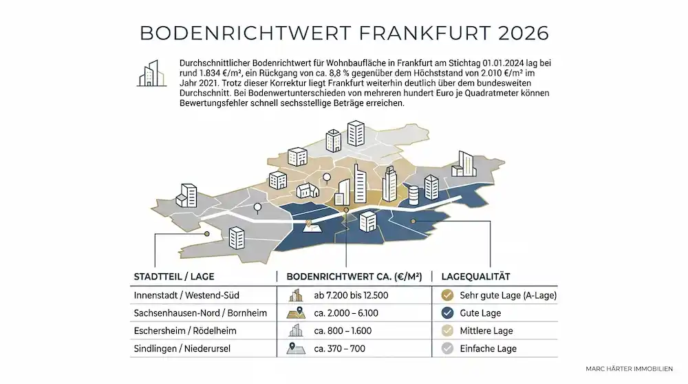 Bodenrichtwert erklärt: Warum der Richtwert nicht 1:1 auf Ihr Grundstück anwendbar ist Bodenrichtwerte Frankfurt 2026 - Marc Härter Immobilien Frankfurt