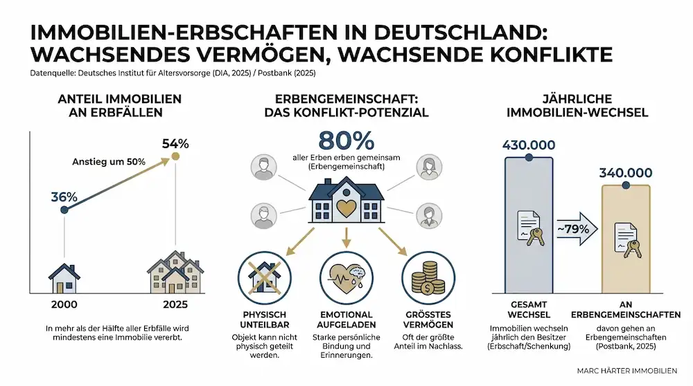 Erbengemeinschaft Immobilie verkaufen: Was tun, wenn Geschwister oder Miterben uneinig sind? Immobilien Erbschaft Deutschland - Wachsendes Vermögen - Erbengemeinschaft Konflikt - Marc Härter Immobilien - Immobilienmakler Rhein Main