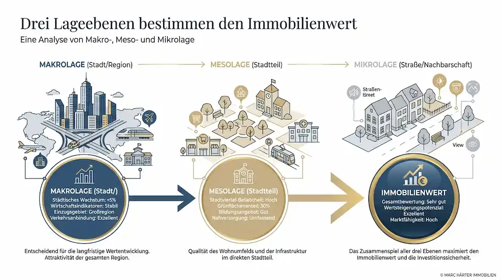 Lage, Lage, Lage: Was ist damit wirklich gemeint — und was bedeutet es für den Wert Ihrer Immobilie in Frankfurt? Lage Lage Lage in Frankfurt Bodenrichtwert 2026 - Marc Härter Immobilien Mikro Meso Makro Lage (3)